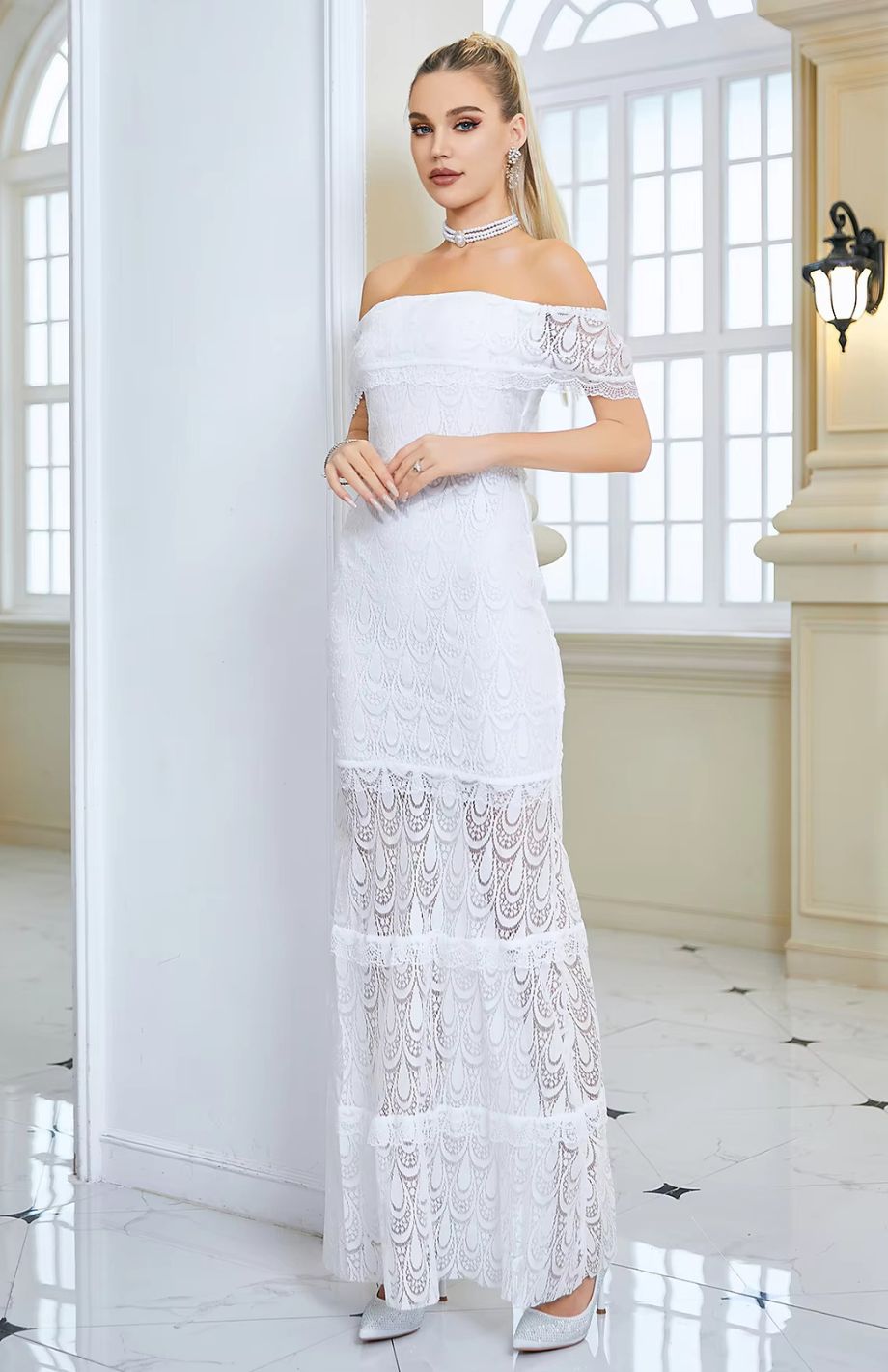 Robe Blanche Dentelle Champêtre