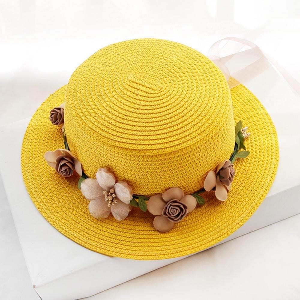 Chapeau De Paille Champêtre | Reine Rustique JAUNE / 56à58cm