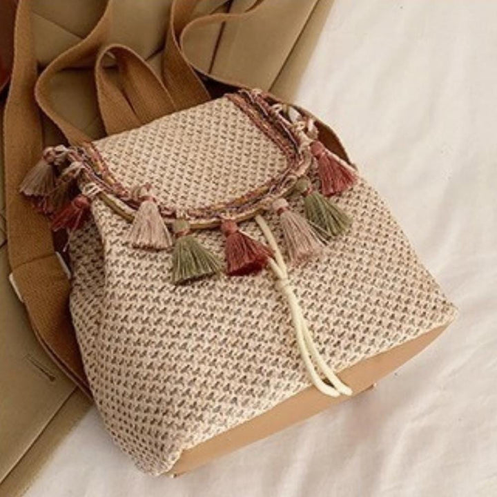 Mini Sac A Dos Femme En Paille | Reine Rustique KAKI / 24x23x11cm