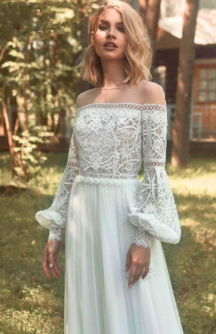 Robe Blanche Bohème Longue | Reine Rustique