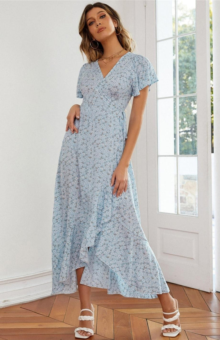 Robe Champêtre Chic Pastel | Reine Rustique BLEU CIEL / S