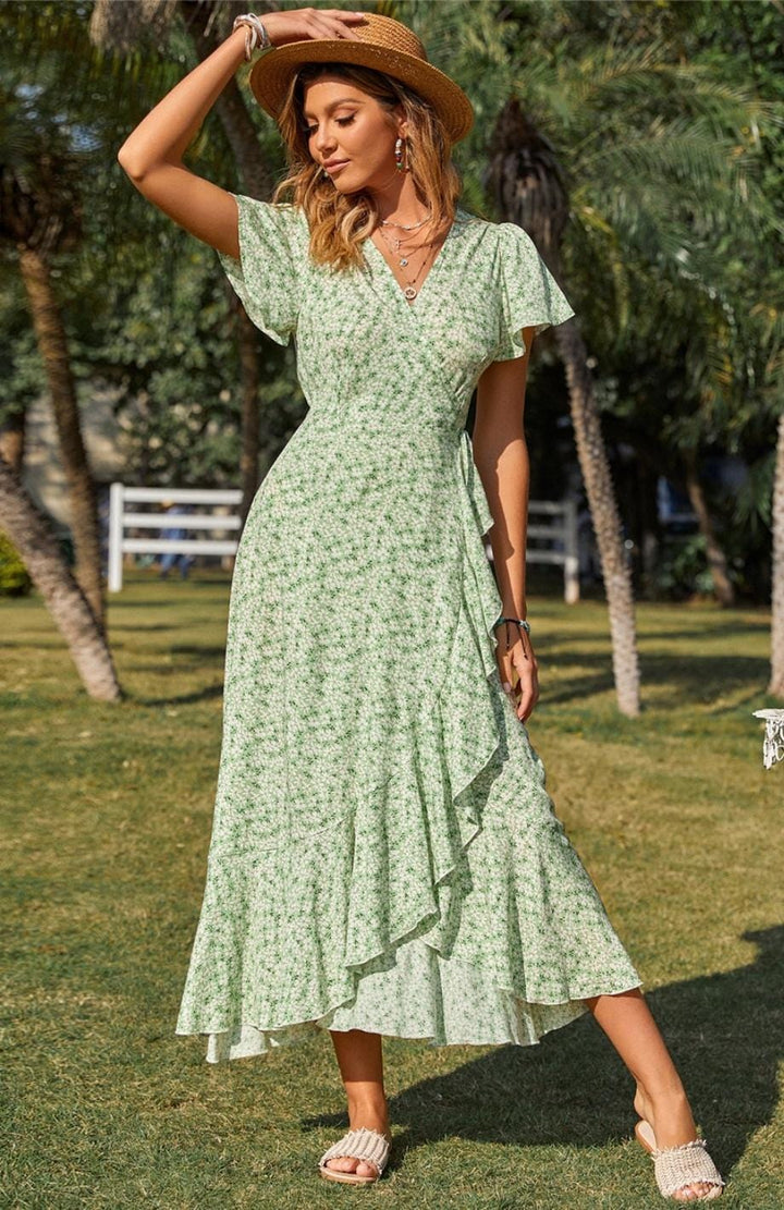 Robe Champêtre Chic Pastel | Reine Rustique VERT / S