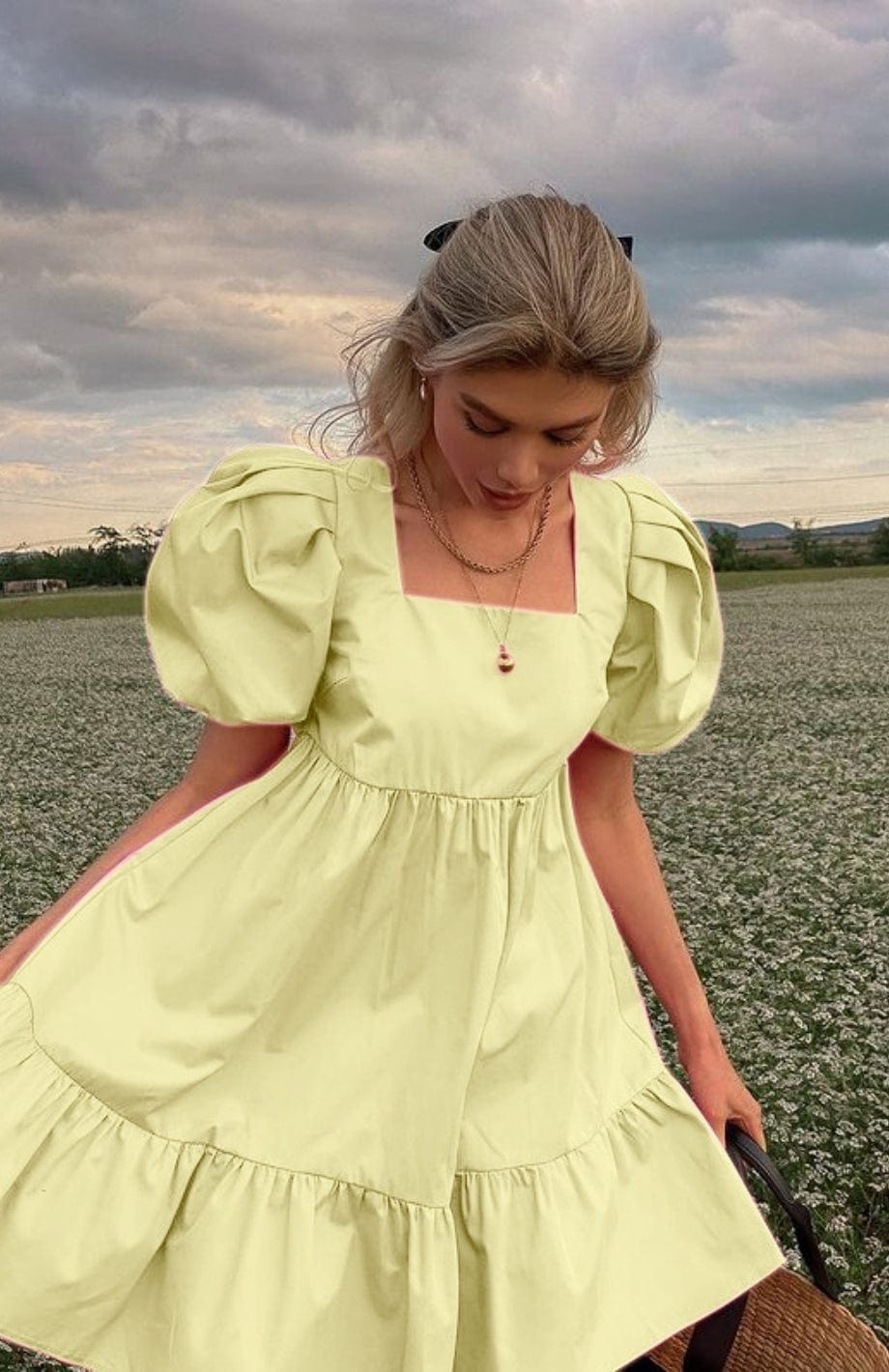 Robe Champêtre Courte | Reine Rustique JAUNE / S