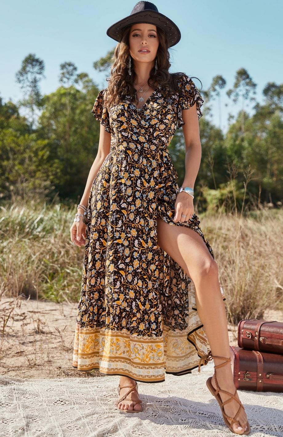 Robe Champêtre | Reine Rustique NOIR JAUNE / S