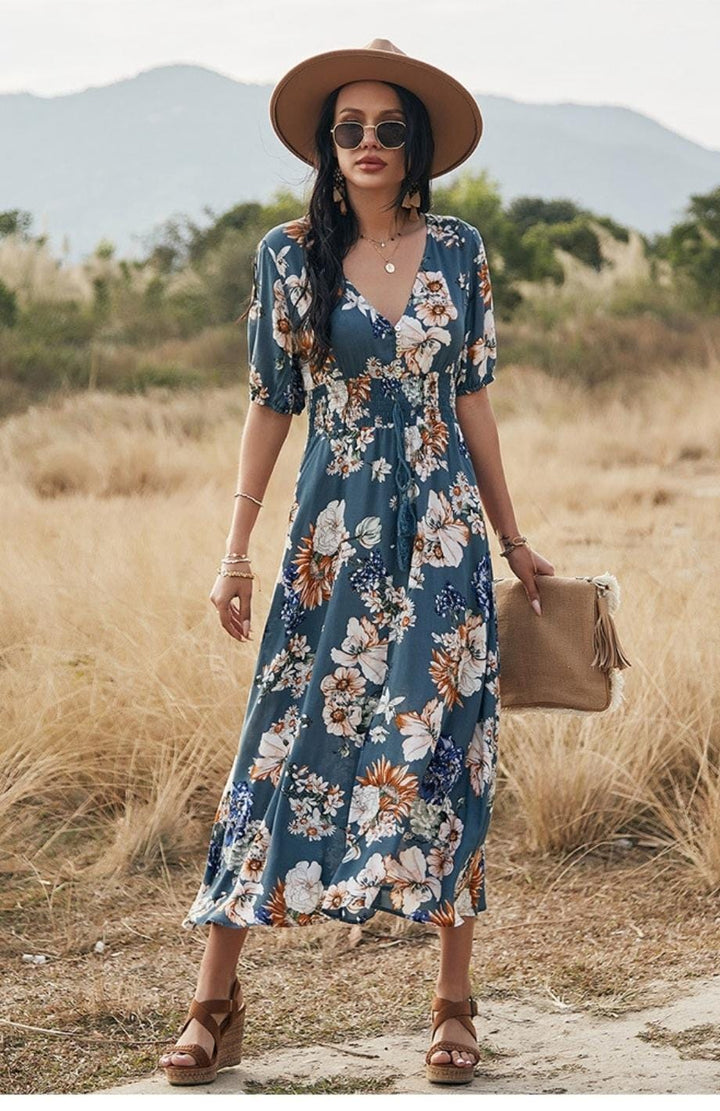 Robe Fleurie Bleue | Reine Rustique