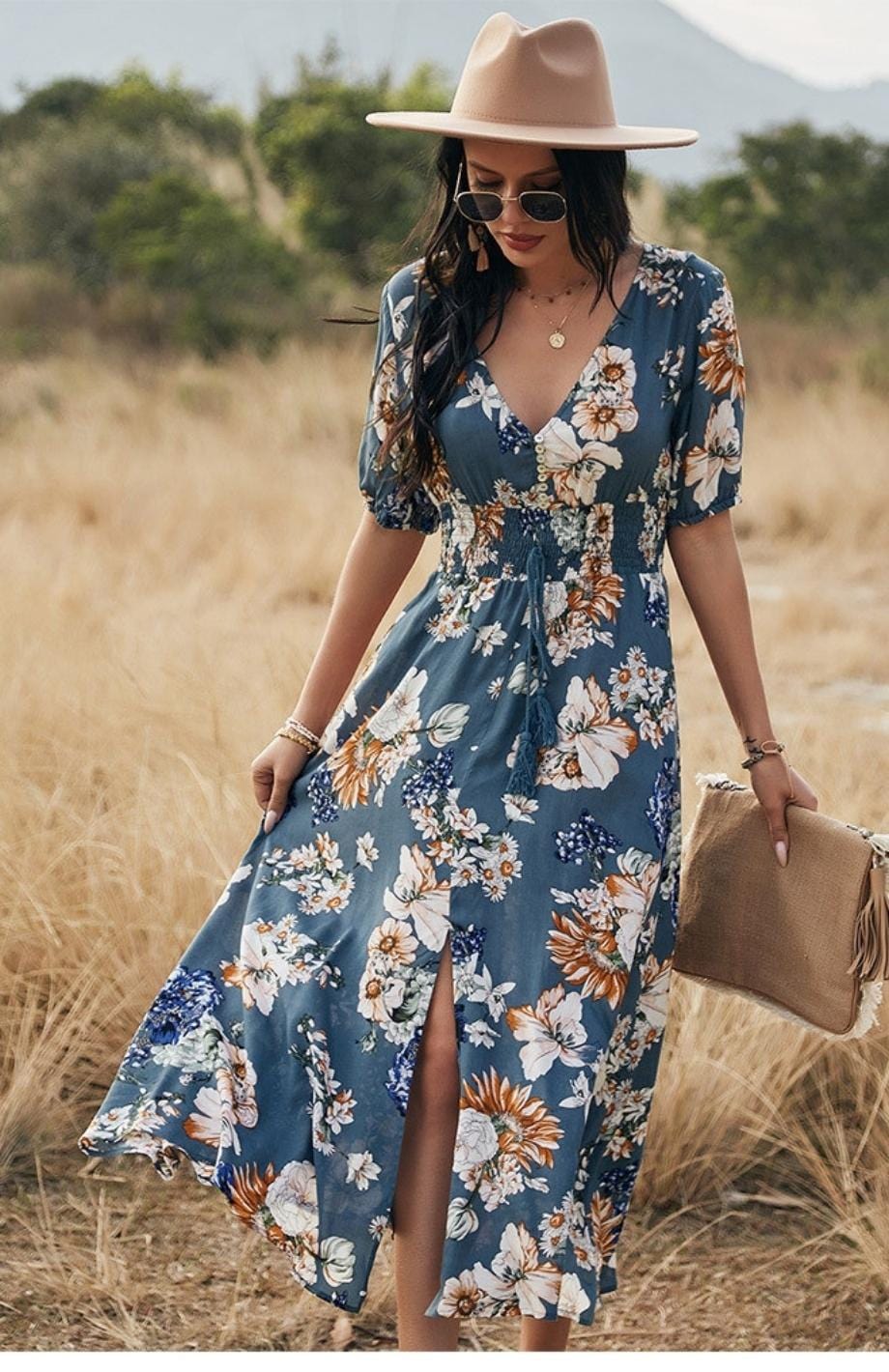 Robe Fleurie Bleue | Reine Rustique