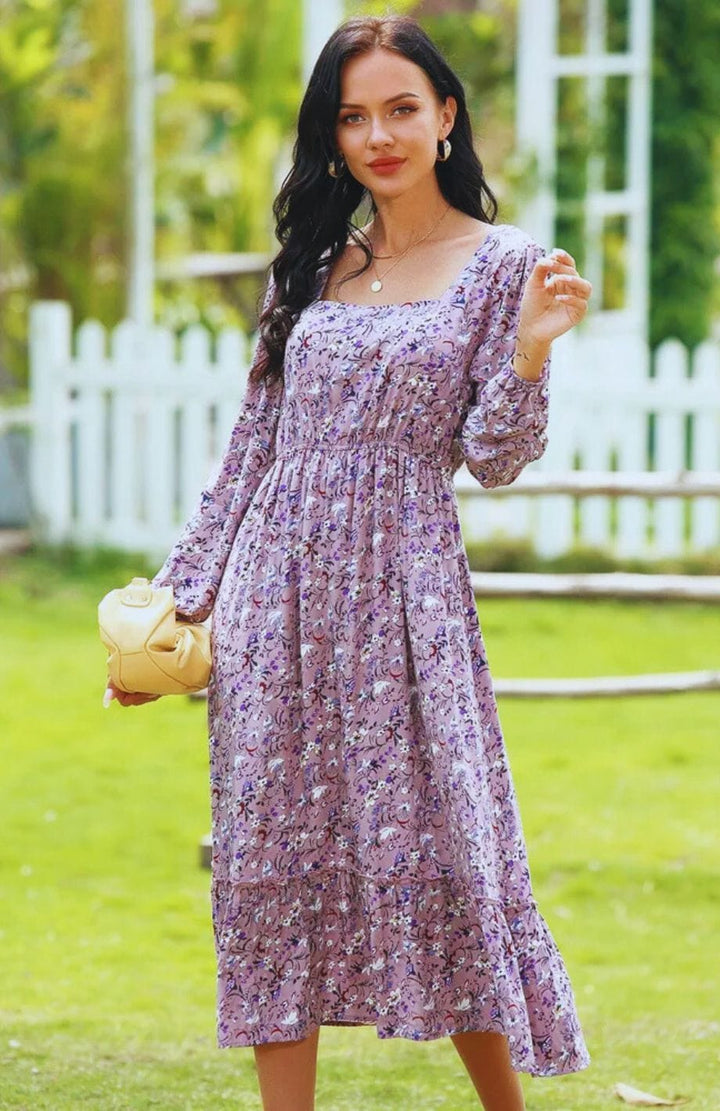 Robe Fleurie Champêtre Chic | Reine Rustique VIOLET / S