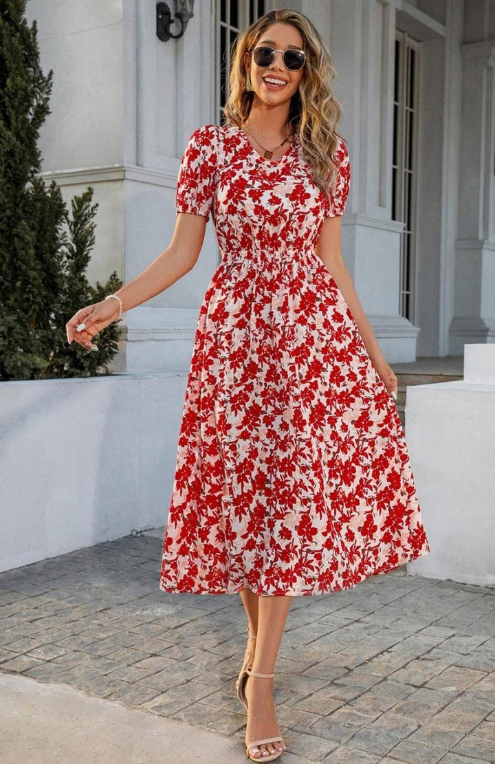 Robe Fleurie Pour Mariage Champêtre | Reine Rustique ROUGE / S