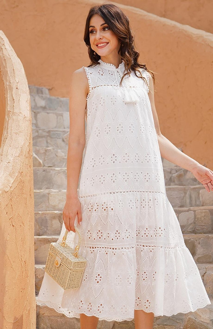 Robe Fluide Champêtre | Reine Rustique BLANC / S