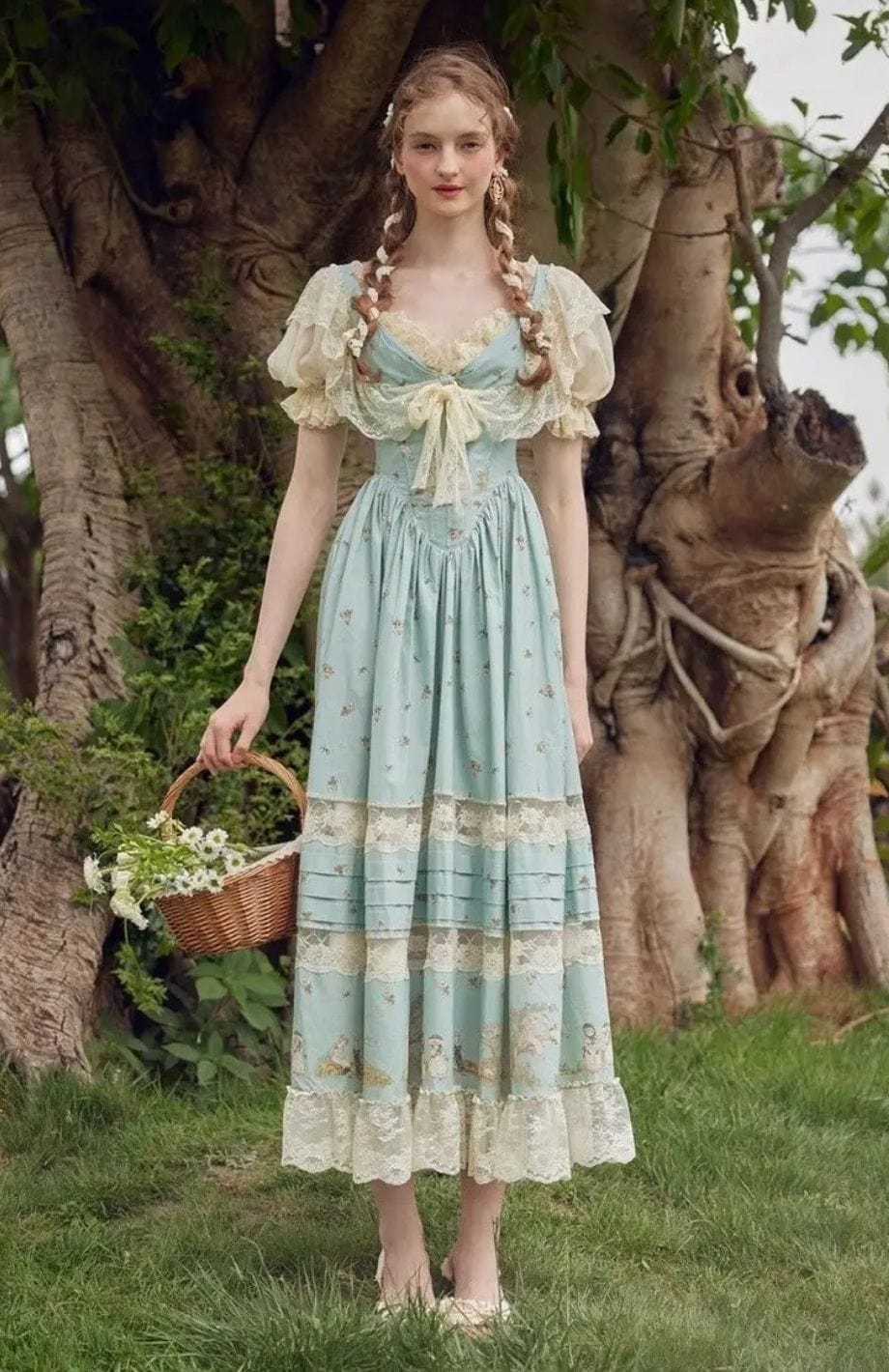 Robe Longue Fleurie Bohème | Reine Rustique VERT / S