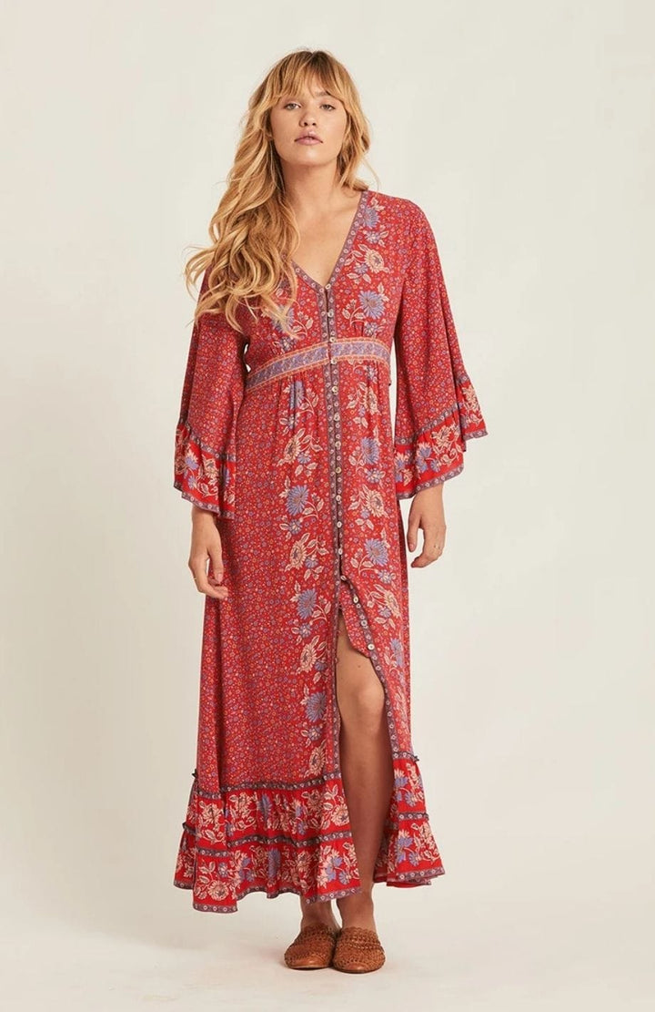 Robe Maxi Bohème | Reine Rustique ROUGE / S