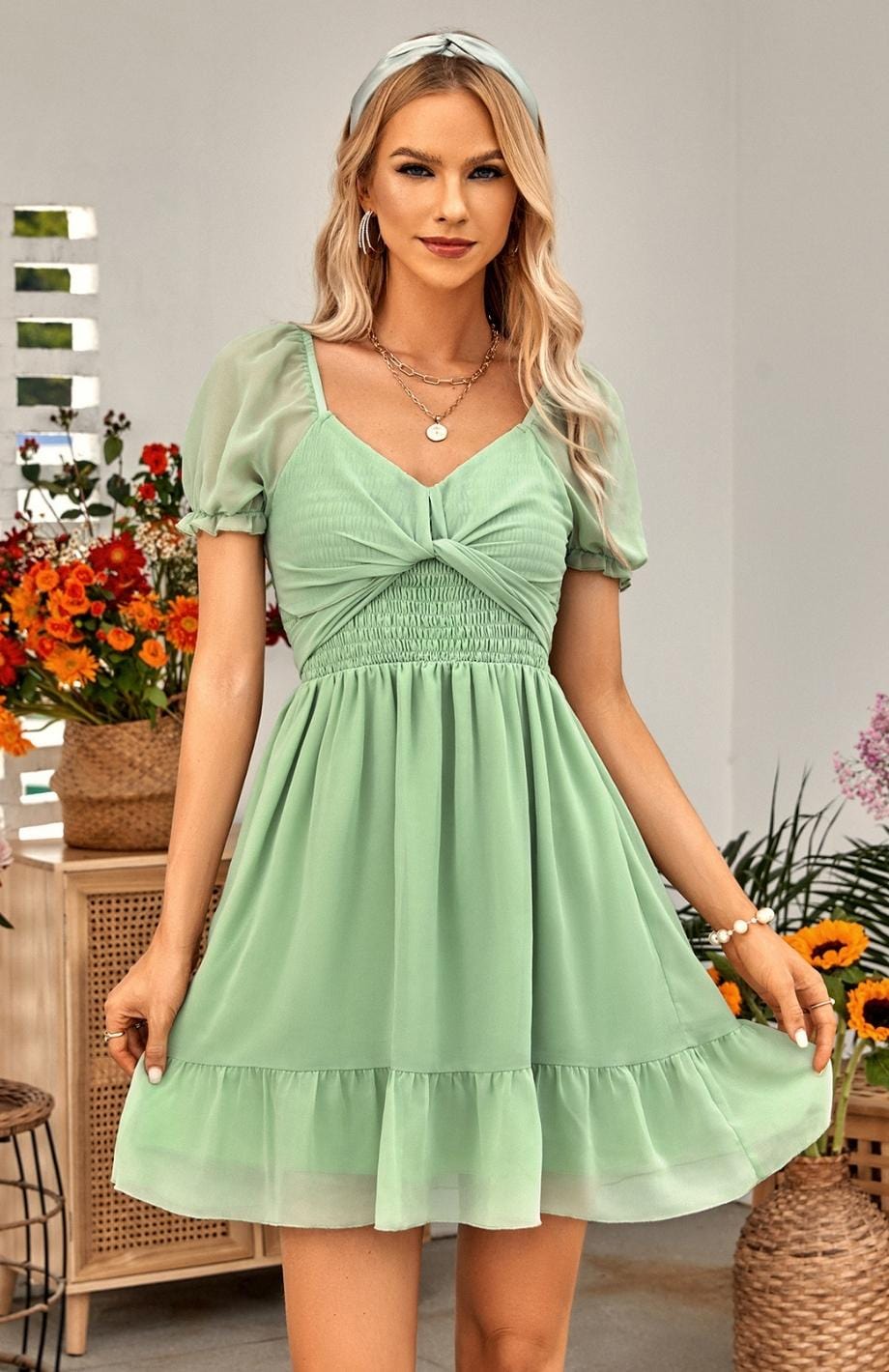 Robe Rustique Chic | Reine Rustique VERT CLAIR / S